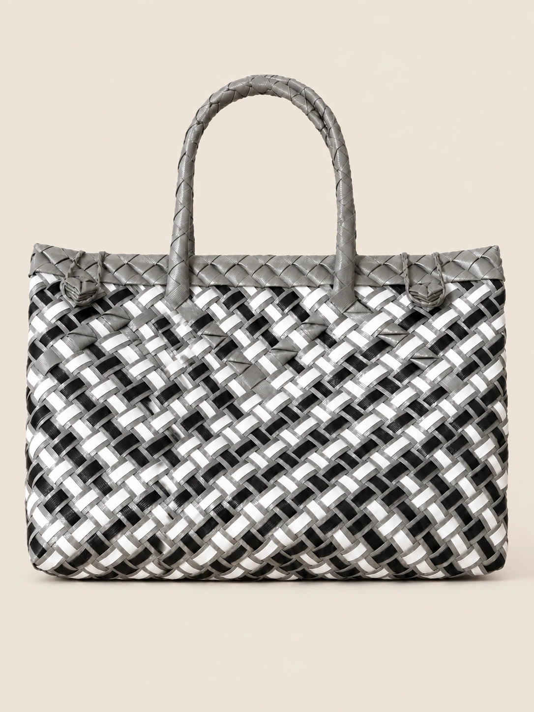 Habi Uling recycled-polypropylene structured bayong tote, front view