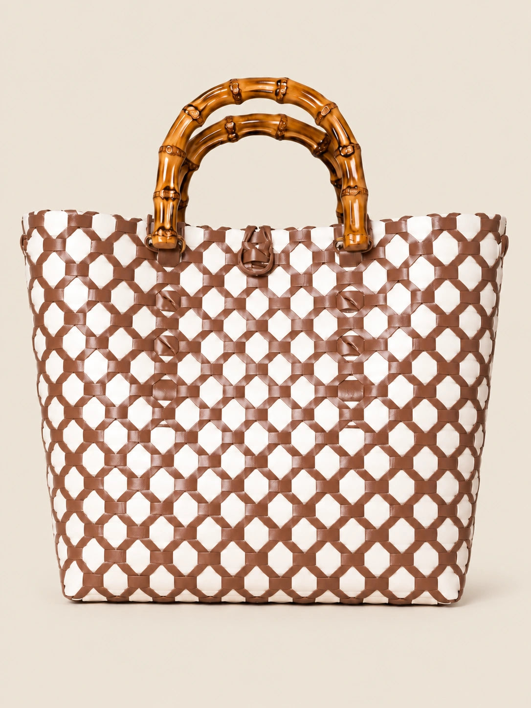 Kahoy Tsaa recycled-polypropylene wood-handle bayong bag, front view