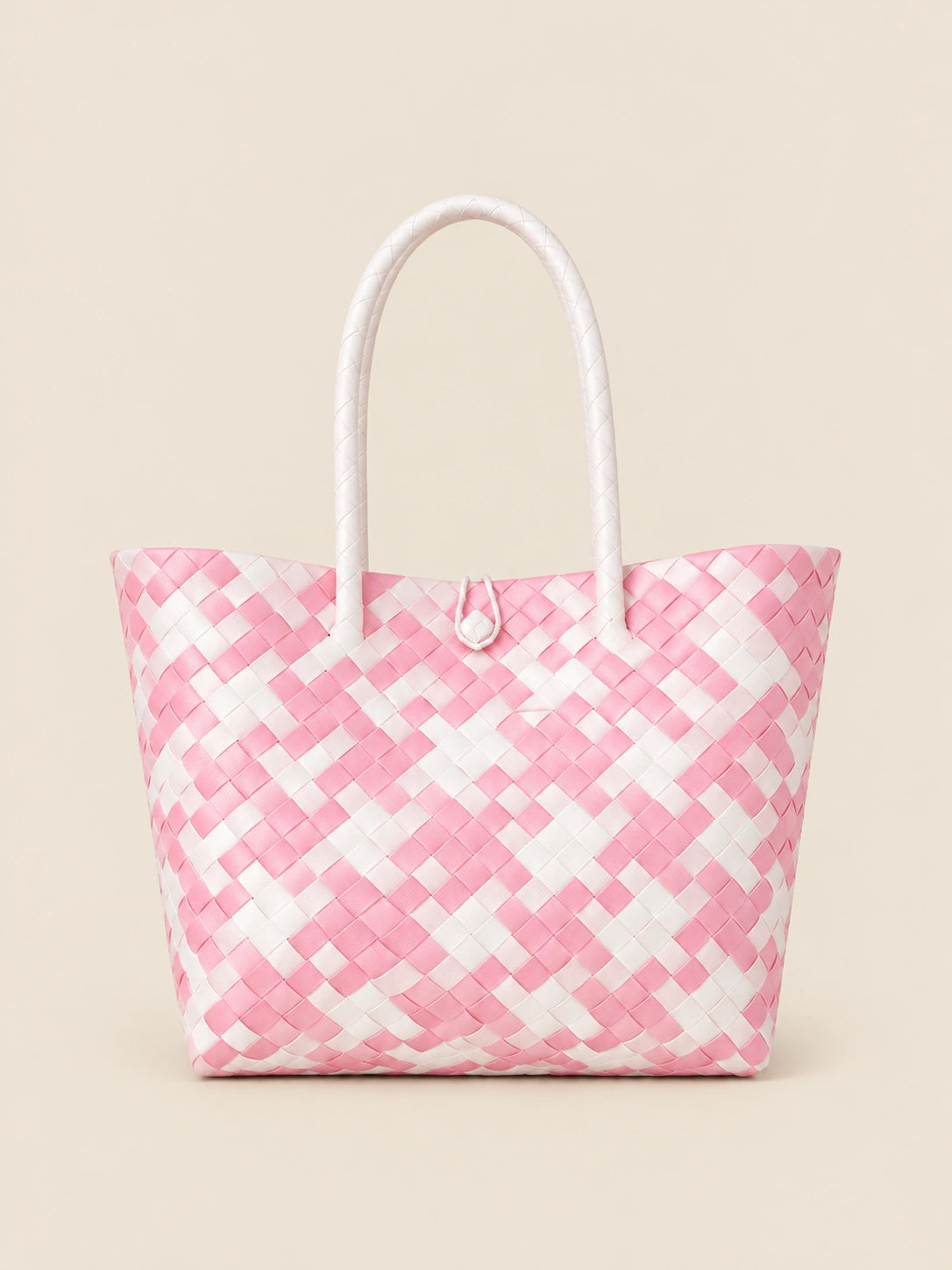 Habi Rosas — Rosas at Puti recycled-polypropylene structured bayong tote, back view