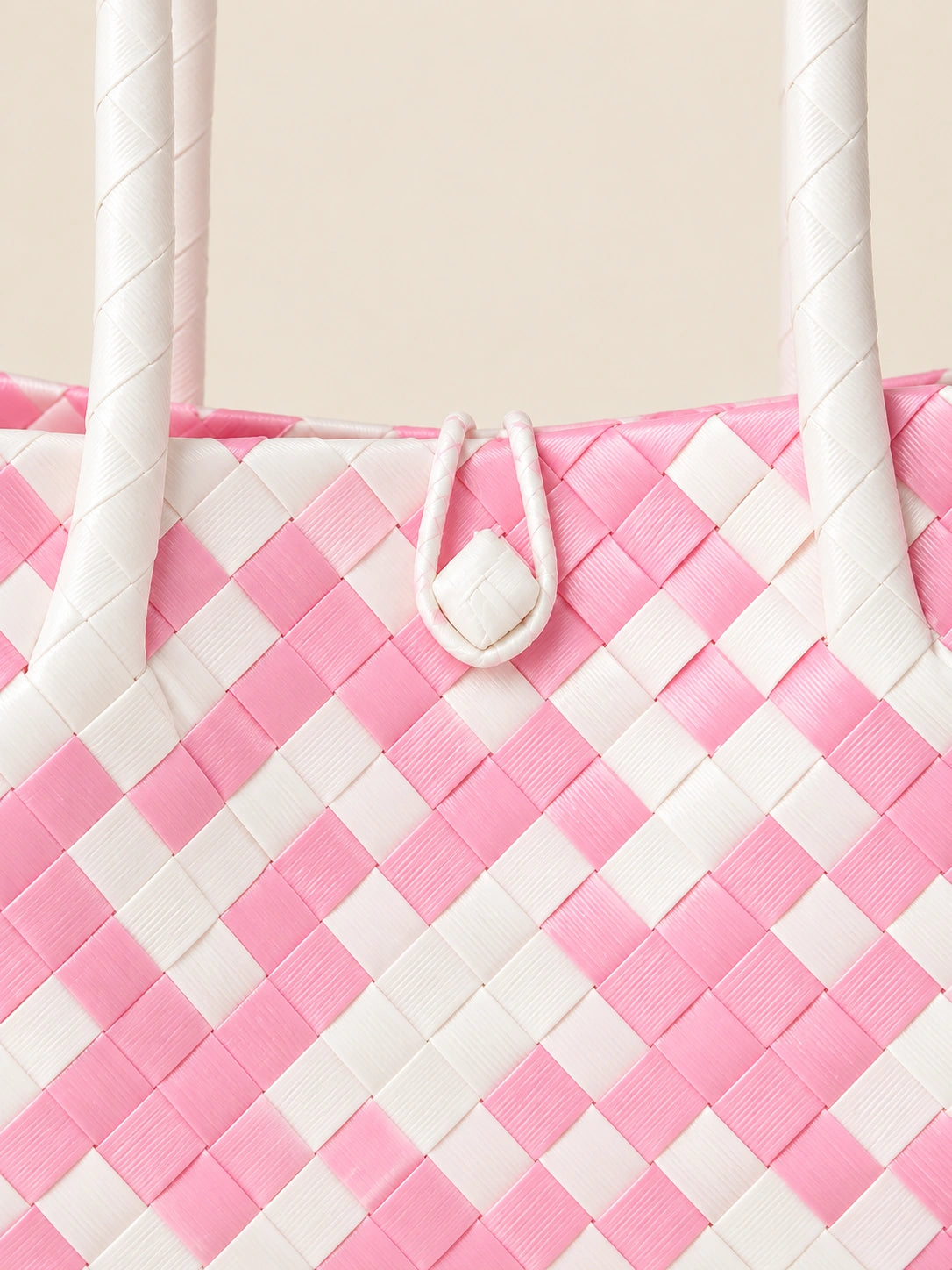 Habi Rosas — Rosas at Puti recycled-polypropylene structured bayong tote, woven detail