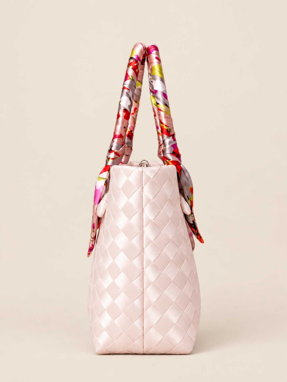 Talik Gumamela recycled-polypropylene scarf-handle bayong tote, side view