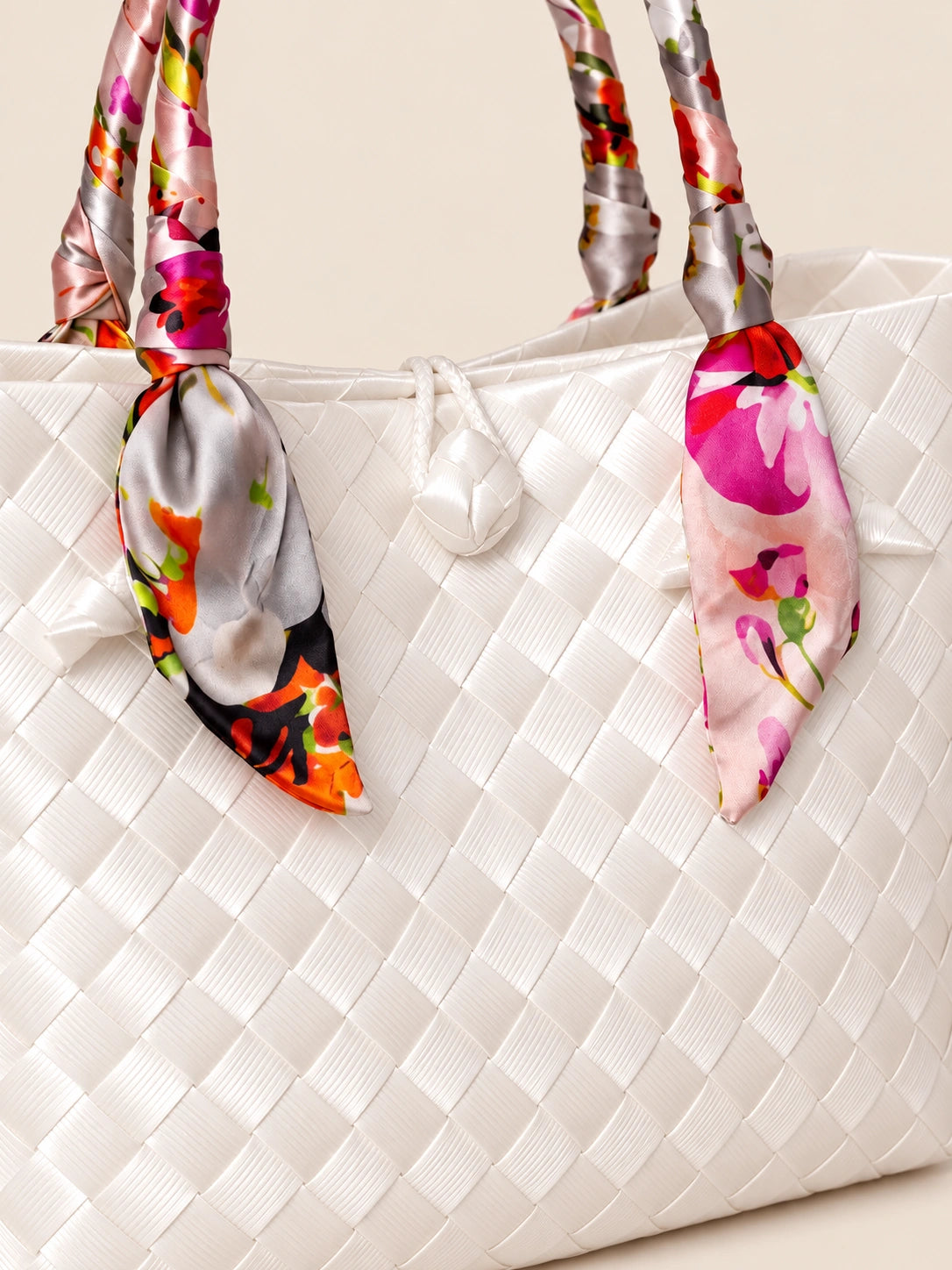 Talik Gumamela recycled-polypropylene scarf-handle bayong tote, woven detail