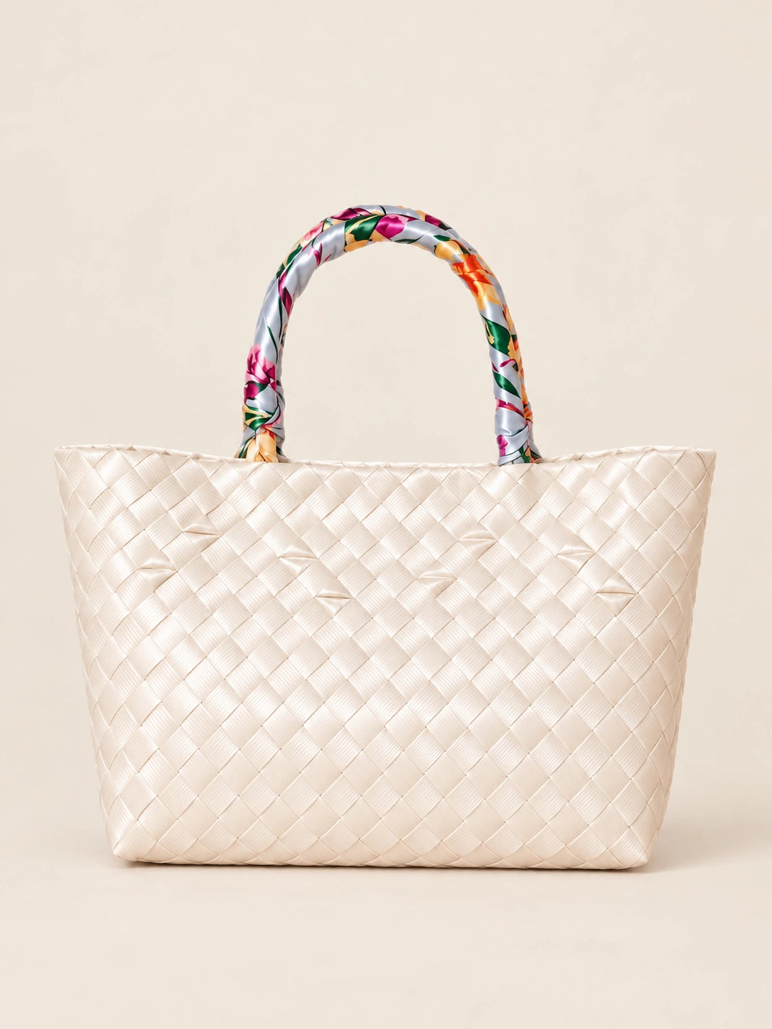 Talik Sampaguita recycled-polypropylene scarf-handle bayong tote, back view
