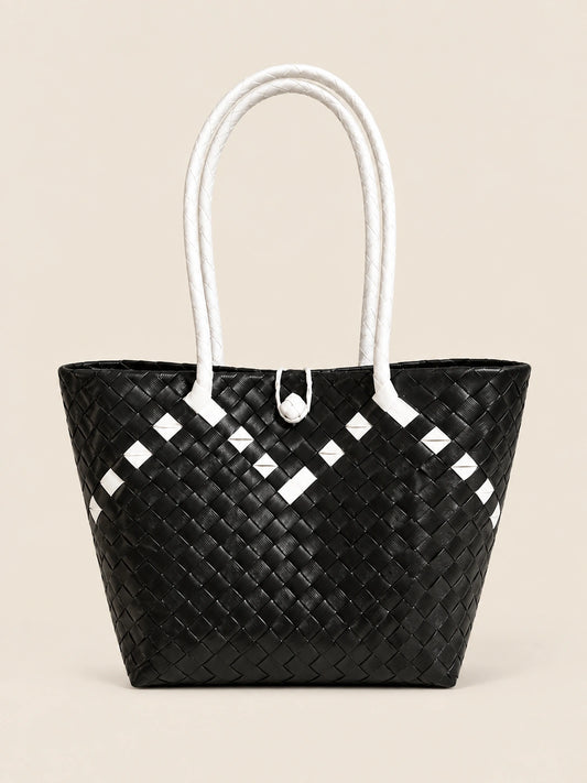 Habi Ng Bayong recycled-polypropylene structured bayong tote, front view