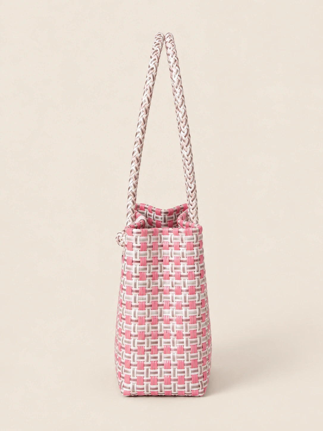Habi Sampaguita — Pilak recycled-polypropylene structured bayong tote, side view