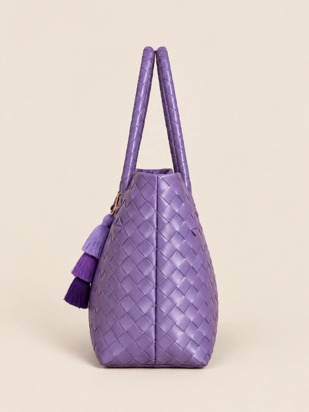 Lakbay Lila — Tassel recycled-polypropylene lightweight travel tote, side view
