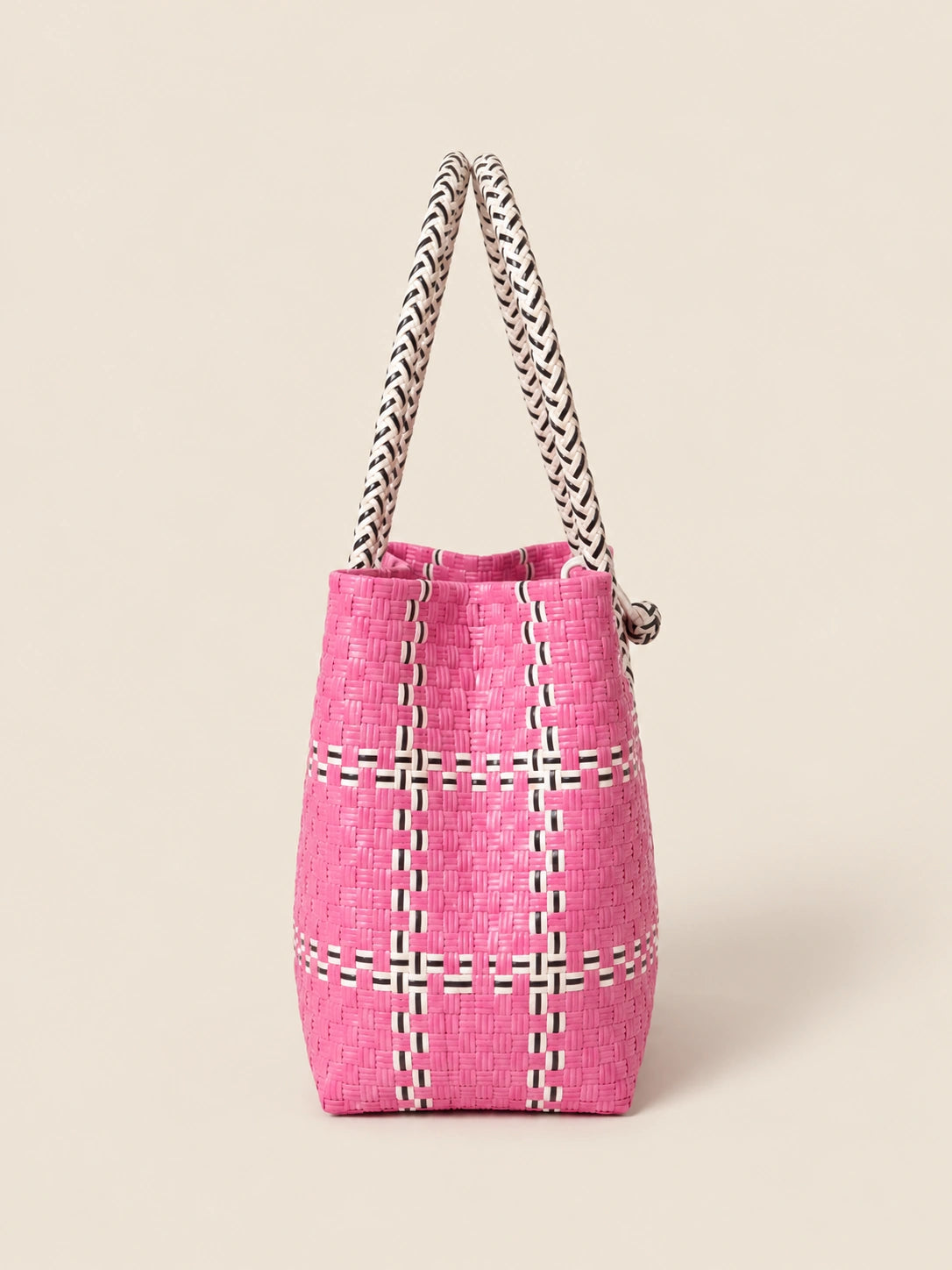 Habi Rehas recycled-polypropylene structured bayong tote, side view